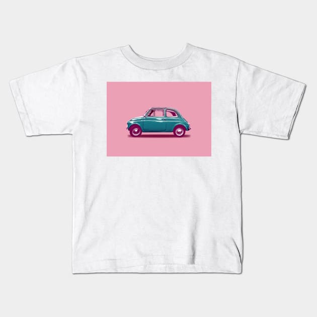 Pink and Green Fiat 500 Kids T-Shirt by markvickers41